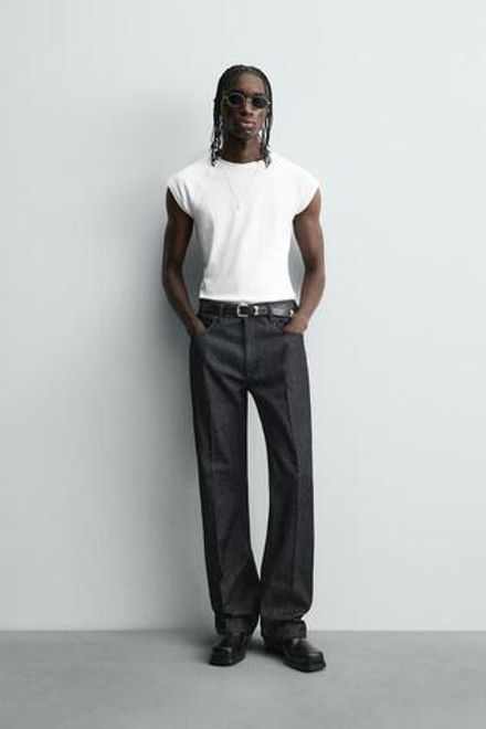 ZARA ДЖИНСЫ STRAIGHT FIT BOOTCUT, СИНИЙ