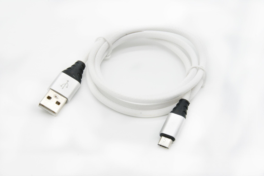 Кабель USB - Micro Print (белый) 1м