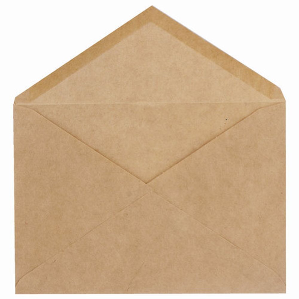 Конверты С6 (114х162 мм) КРАФТ, клей, 90 г/м2, КОМПЛЕКТ 1000 шт., треугольный клапан, 58211