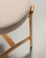 Полубарный стул Granite из бежевого шенилла и ясеня с натуральной отделкой 65 см