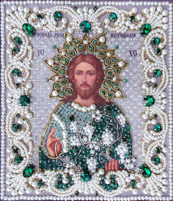 ЖС-14-ЗИ Набор для вышивания хрустальными камнями Господь Лоза истинная (изумрудный)