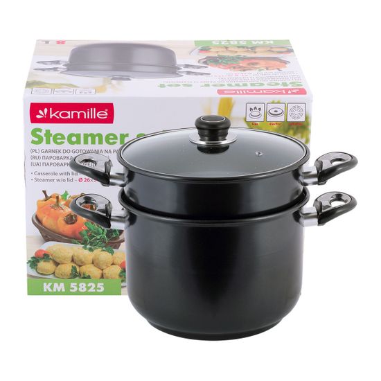Пароварка одноуровневая из углеродистой стали Kamille KM-5825 (диаметр 24 см)