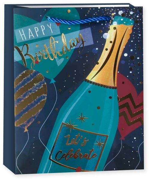 Пакет подарочный, Happy Birthday, Дизайн №1, Металлик, 40*31*12 см, 1 шт.