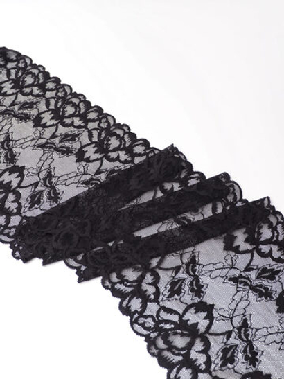 Эластичное кружево для белья черное ширина 22 см