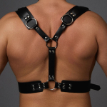 Черная кожаная мужская портупея с регулируемыми ремешками (Цвет: черный)