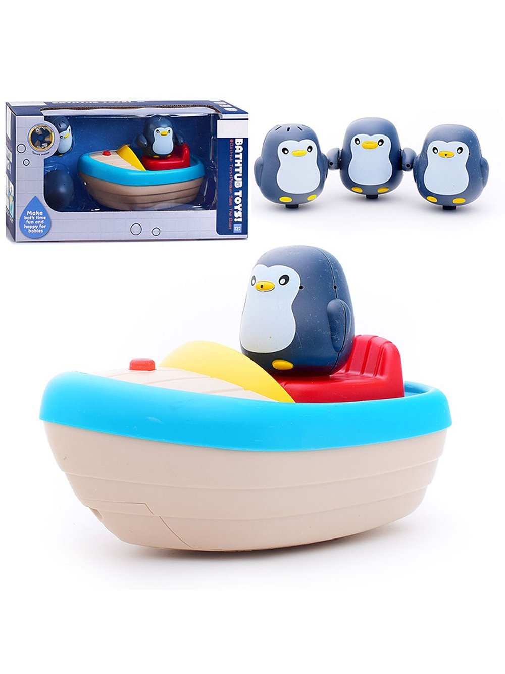 Игрушка для купания пингвины на кораблике (368-8B)