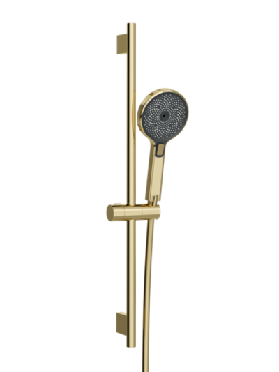 Смеситель для ванны с душем STWORKI Молде S23100GG + Душевой гарнитур Гётеборг S03190GG, глянцевое золото
