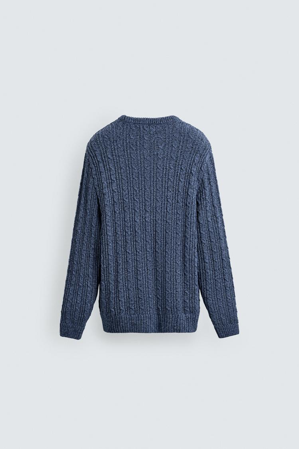 ZARA СВИТЕР С УЗОРОМ «КОСЫ», СИНИЙ