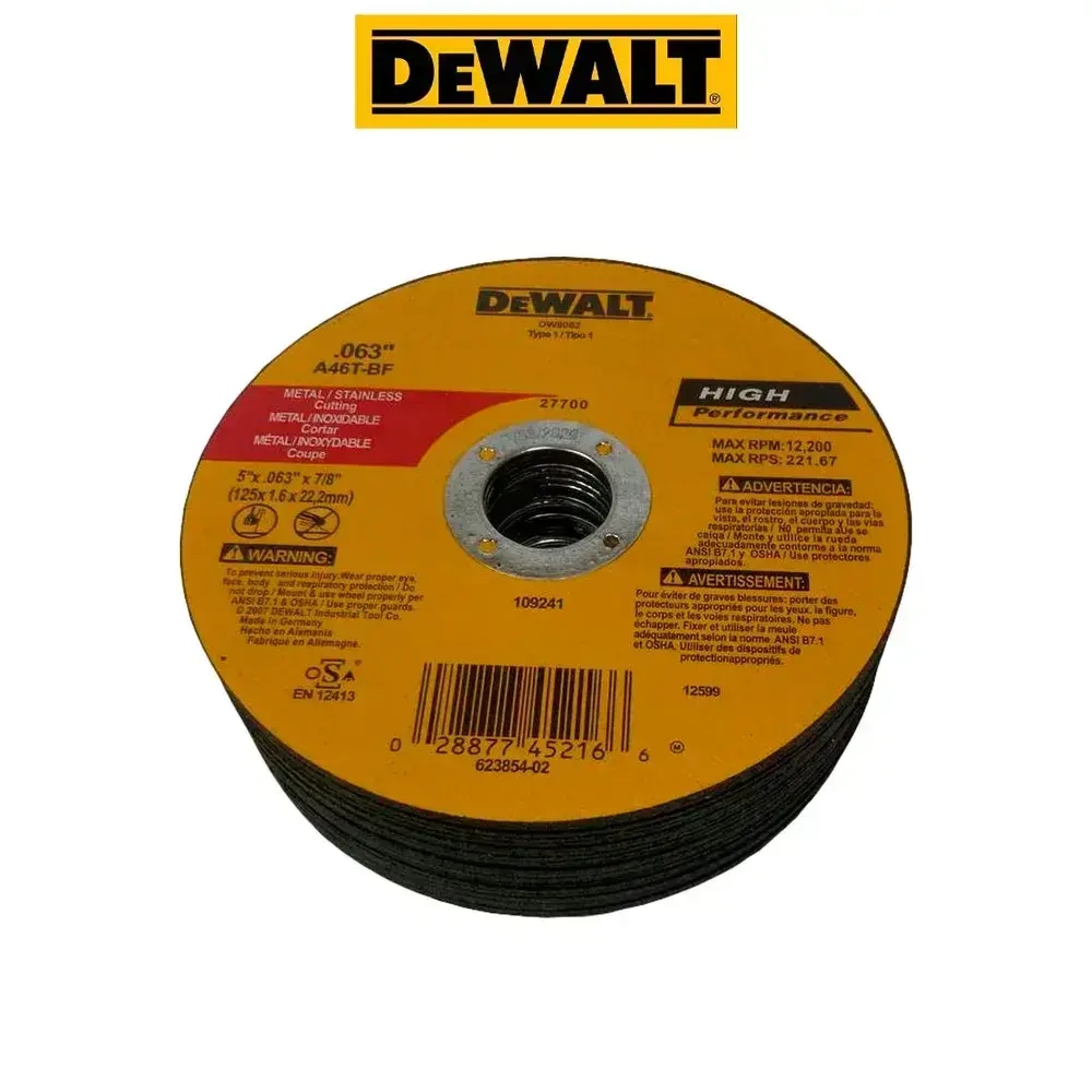 Круг отрезной по металлу для УШМ 125х1,0х22,23 Dewalt (10шт.)