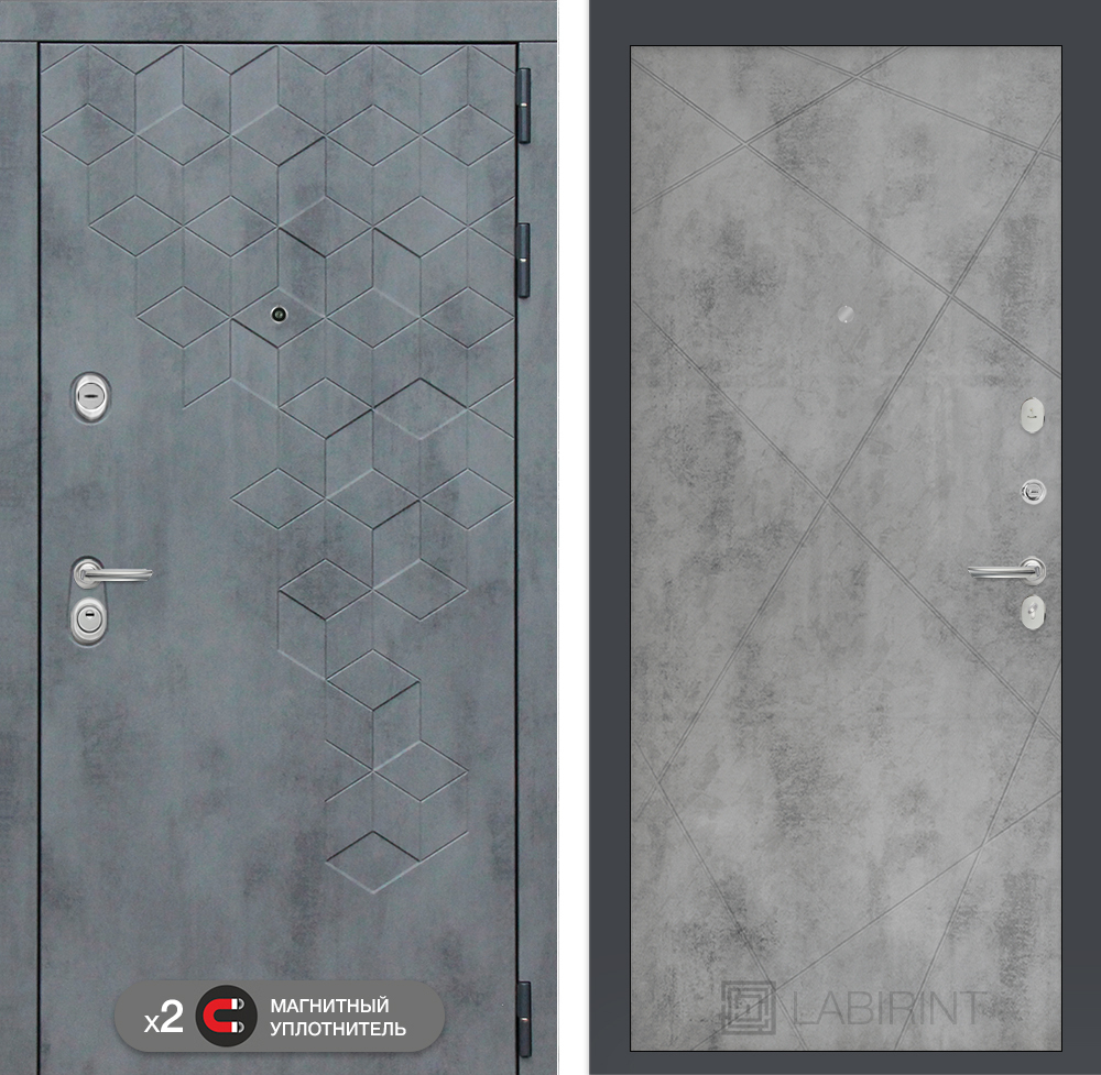 Дверь входная Лабиринт Бетон 24 - Бетон светлый металлическая