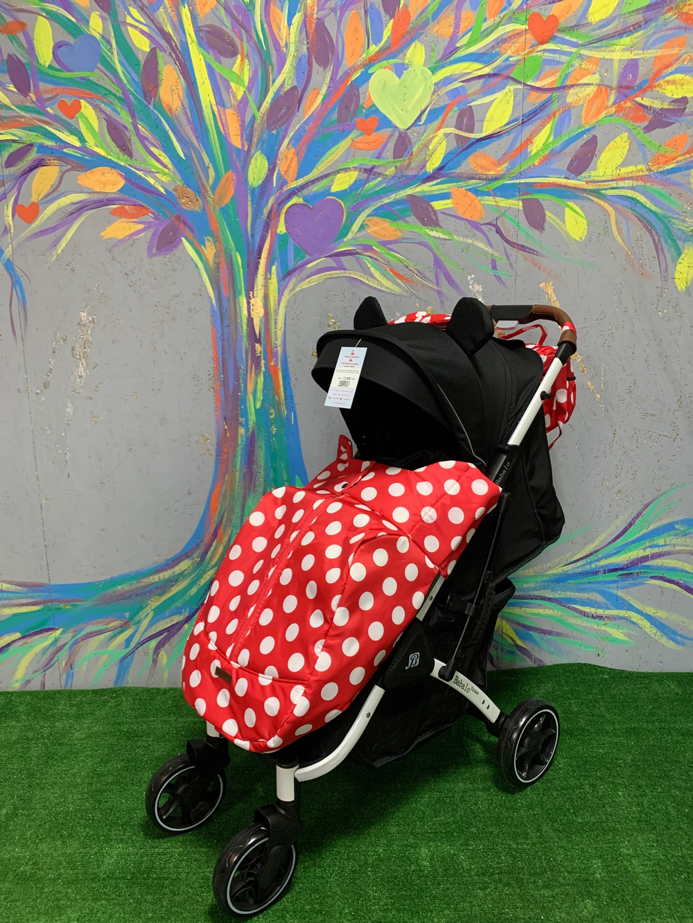 Коляска прогулочная Babalo 2022 Минни маус текстиль на чёрной раме с сумкой