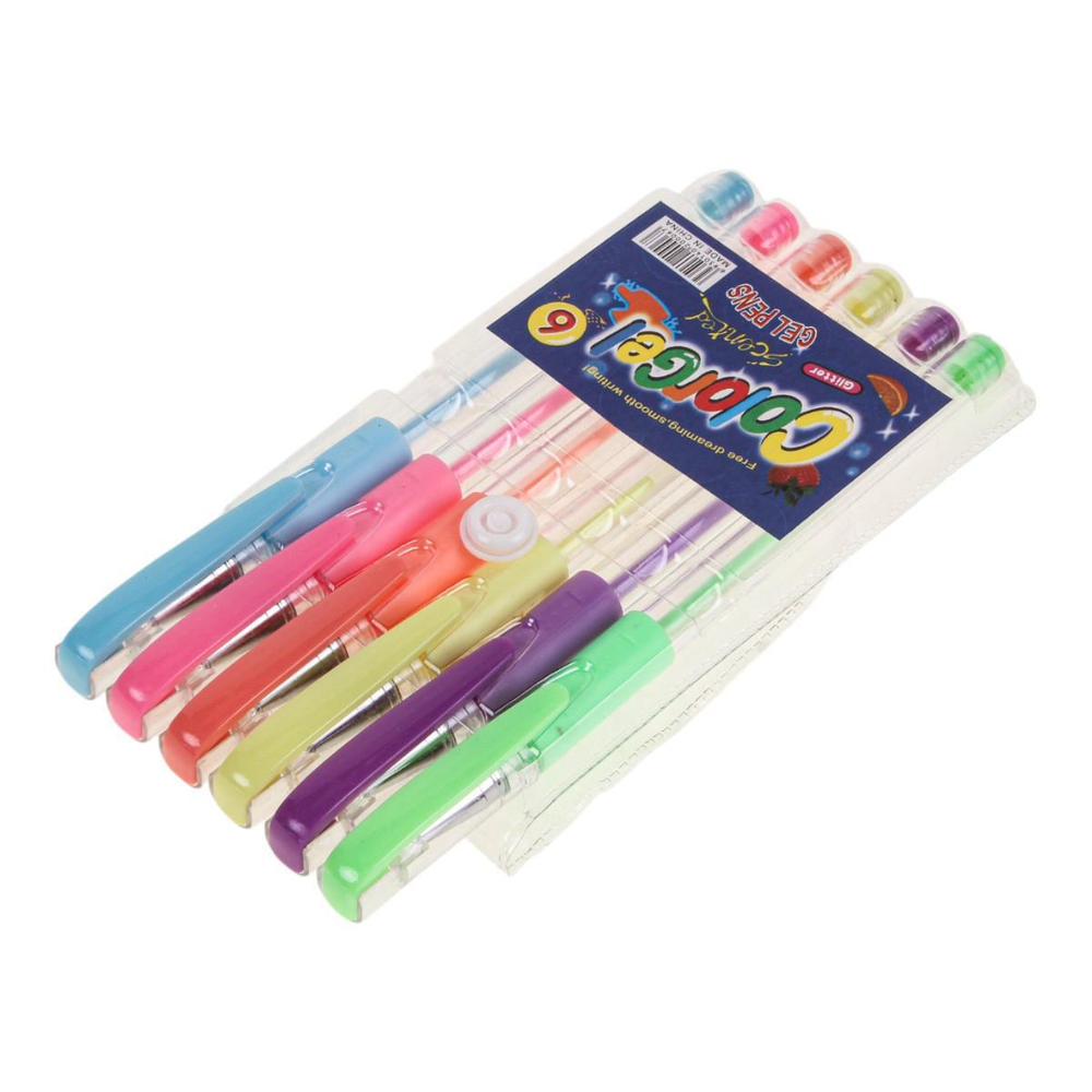 Набор гелевых ручек пастель 6 цветов для черной бумаги с грипом