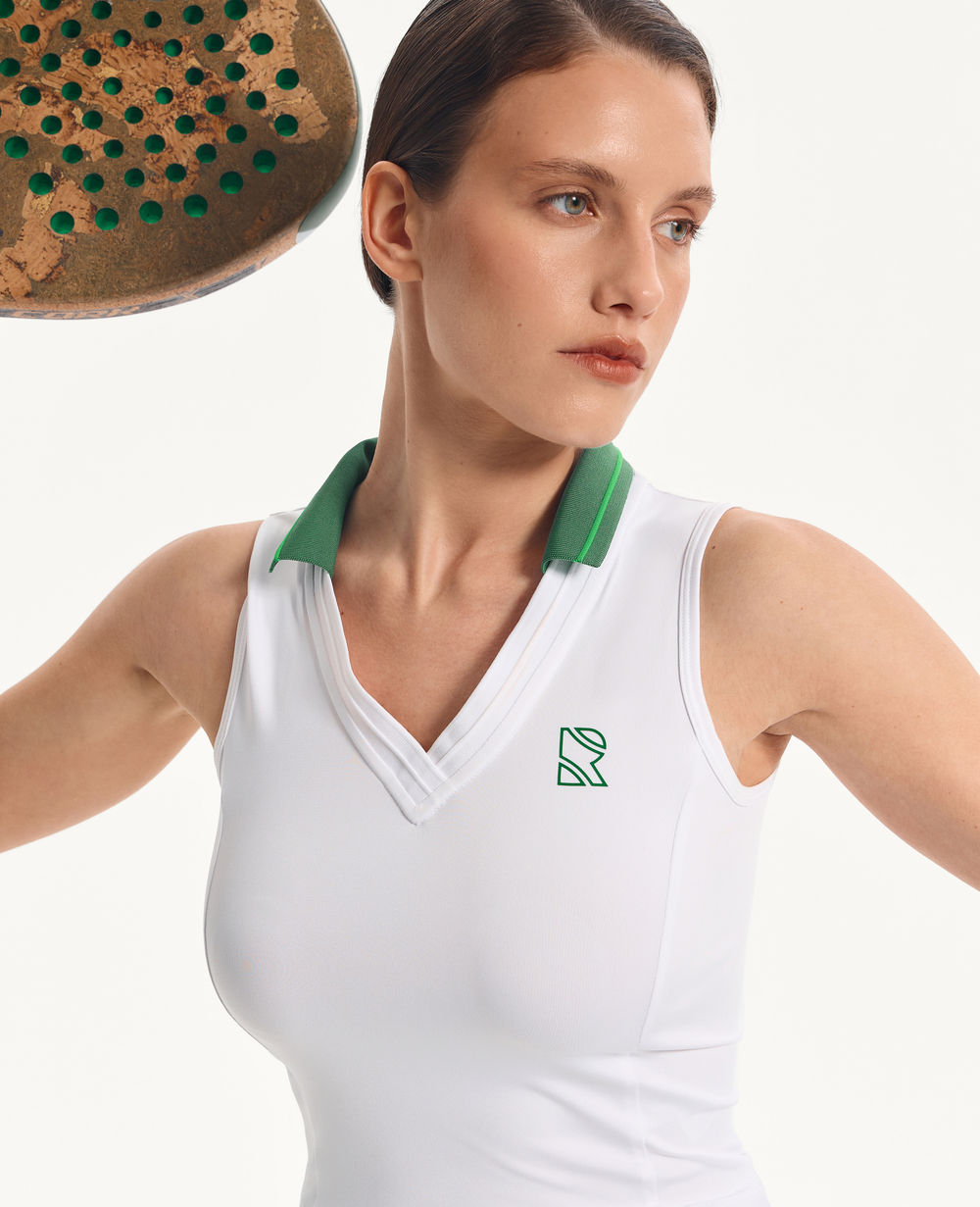 Поло без рукавов Spotlight, White and Green