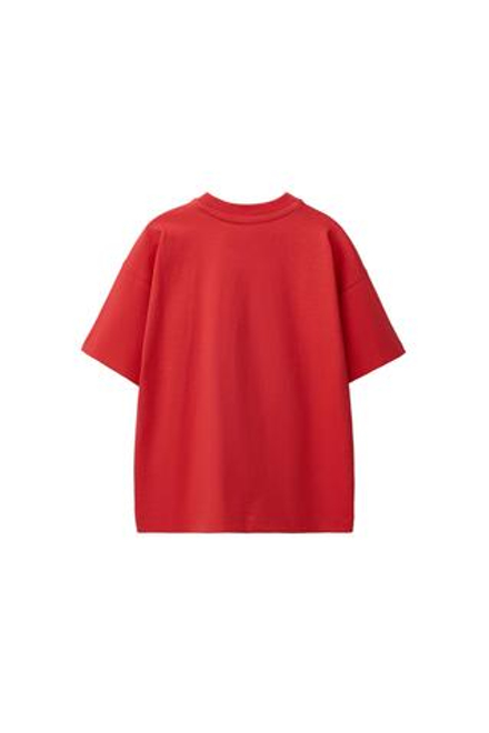 ZARA БАЗОВАЯ ОДНОТОННАЯ ФУТБОЛКА, ЯРКО-КРАСНЫЙ
