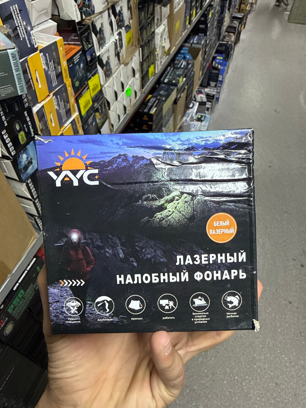 Фонарь налобный светодиодный аккумуляторный с одним режимом YYC-8133-PM20-TG