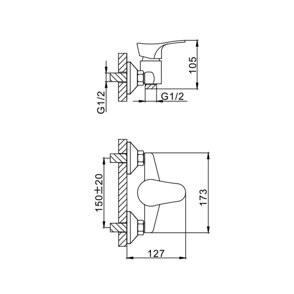 Смеситель для душа 35к F2014-B FRAP (хром, силумин)