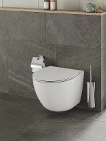 Унитаз подвесной Orange CI07-100W+APB100 безободковый, с крышкой микролифт, с инсталляцией, белый/кнопка хром