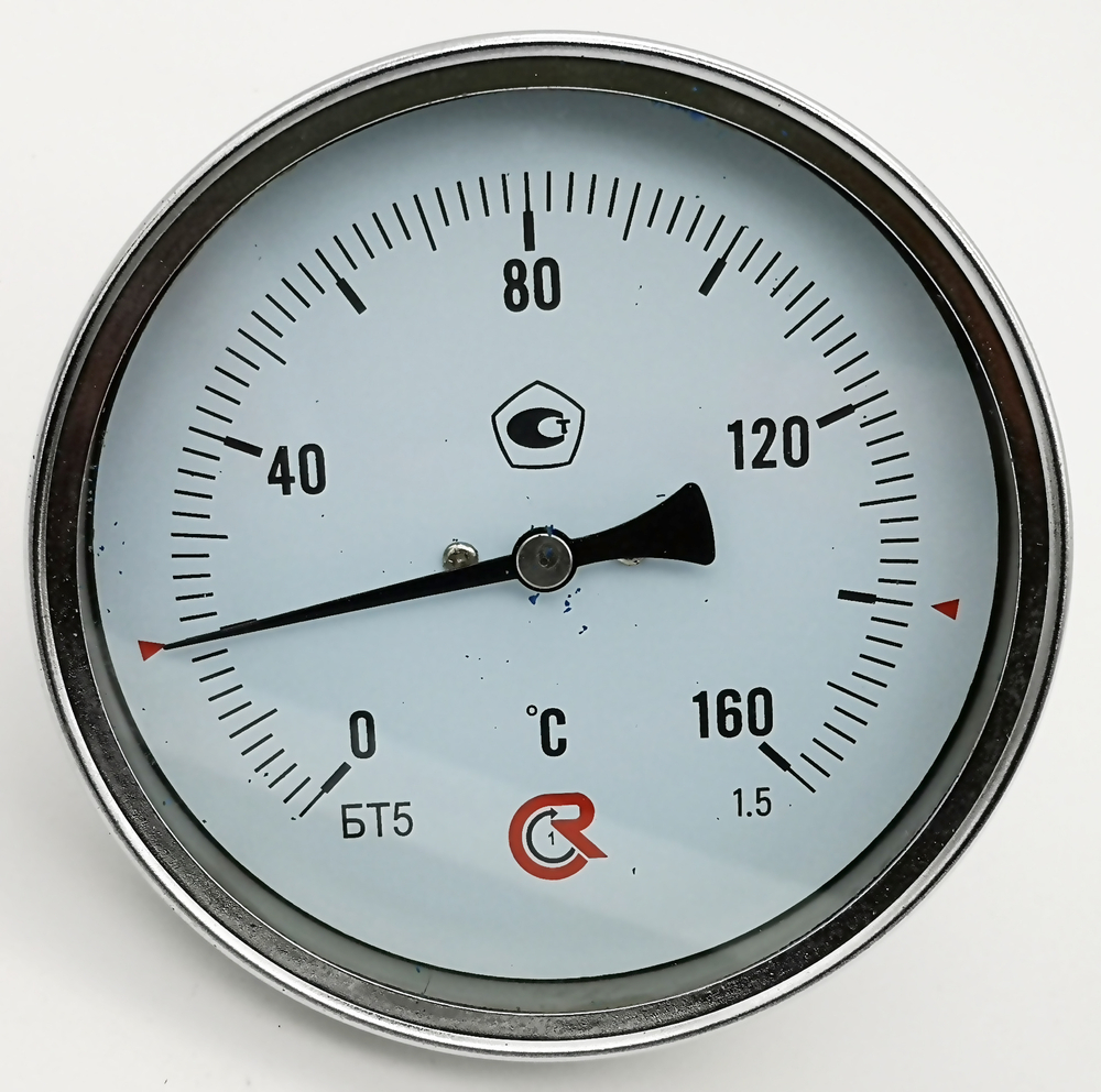 Термометр биметаллический  БТ-51.211 (0+160) 64мм, G1/2, 1.5, осевой, показывающий