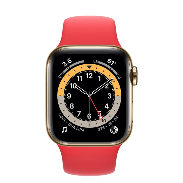 Часы Apple Watch Series 6 GPS + Cellular 40mm Stainless Steel Case with Sport Band (Gold, Red) (MOD92)