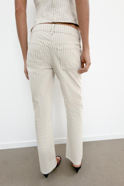 ZARA ДЖИНСЫ TRF ПРЯМОГО КРОЯ В ПОЛОСКУ С НИЗКОЙ ПОСАДКОЙ, ПОЛОСКИ