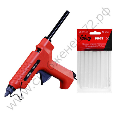 FUBAG Термоклеевой пистолет PRG 100  + Клеевые стержни прозрачные PRGT 100 мм 11.2 мм 12 шт.