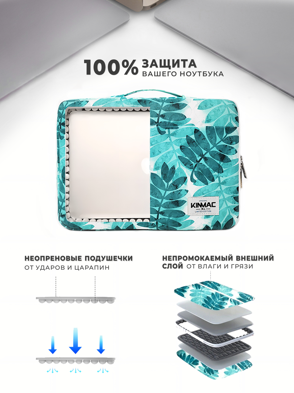 Чехол для ноутбука 14" и 15,6" (Папоротник)