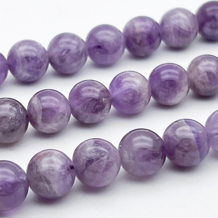 Аметист бусины, диаметр около 10-10,2 мм, цена за 9 шт (1/4 нити)
