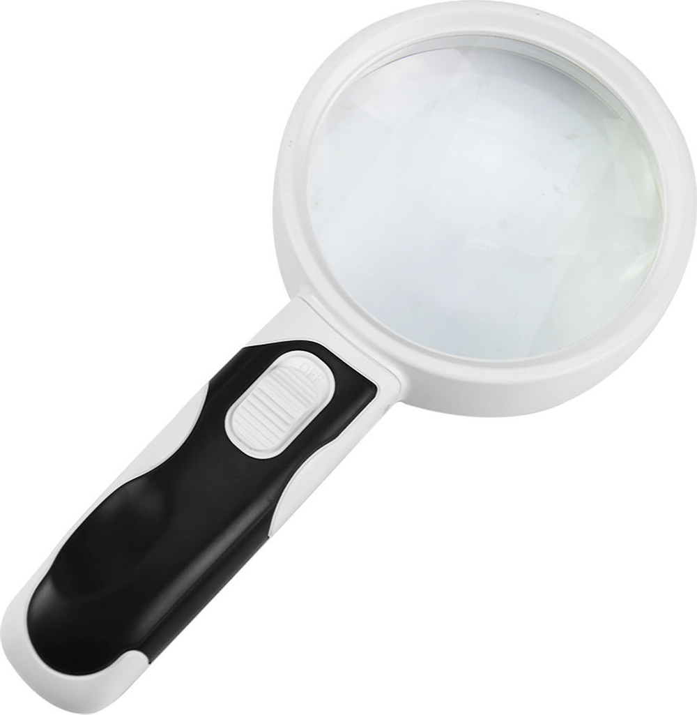 Лупа ручная круглая 10x-50мм с подсветкой (2 LED) Kromatech 77350B