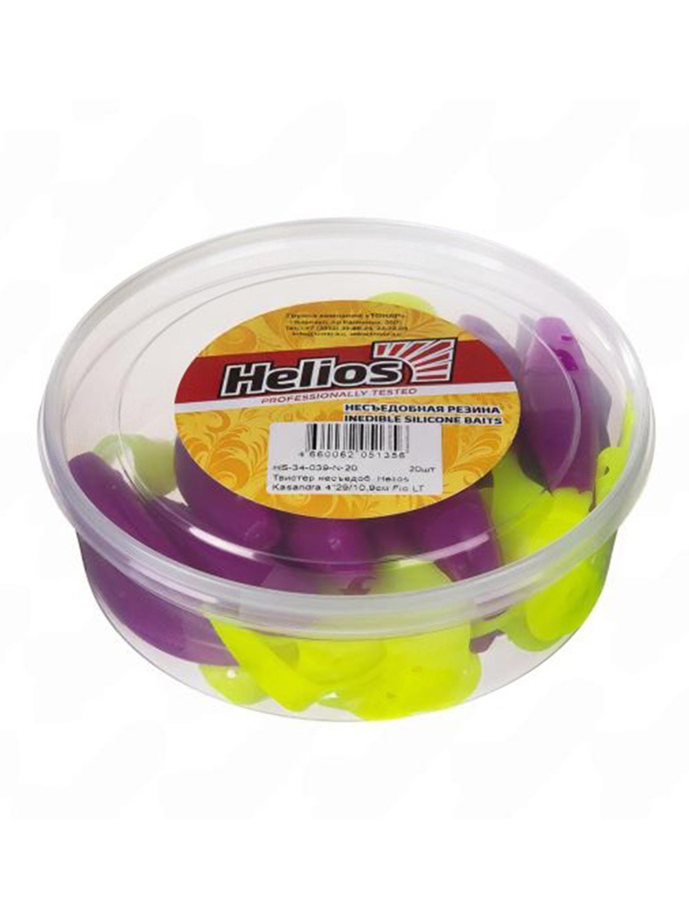 Твистер несъедобный Helios Kasandra 4"29/10,9см Lime 100шт. (HS-34-008-N)