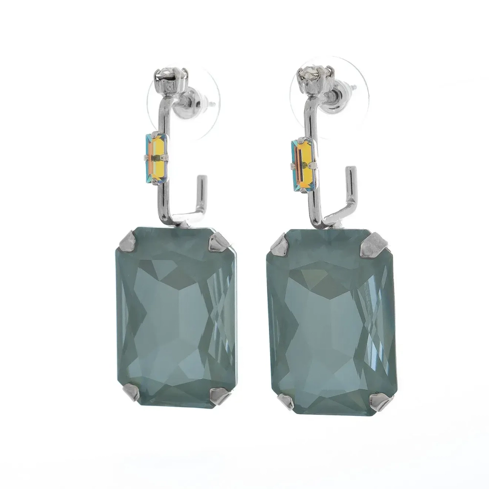 Серьги Crezus, Square, с кристаллами, CZ24-24E9 (аквамариновый)