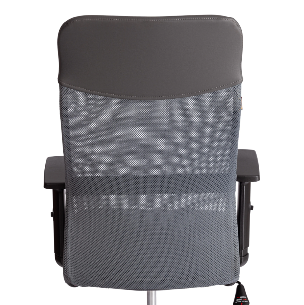 Practic (Tetchair) Кресло офисное (ткань/кожзам серый/металлик)