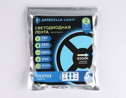Ambrella Светодиодная лента двухрядная Ambrella Light GS3703 2835 240Led /24W m/ 24V IP20 6500K 5m LED Strip 24V GS3703