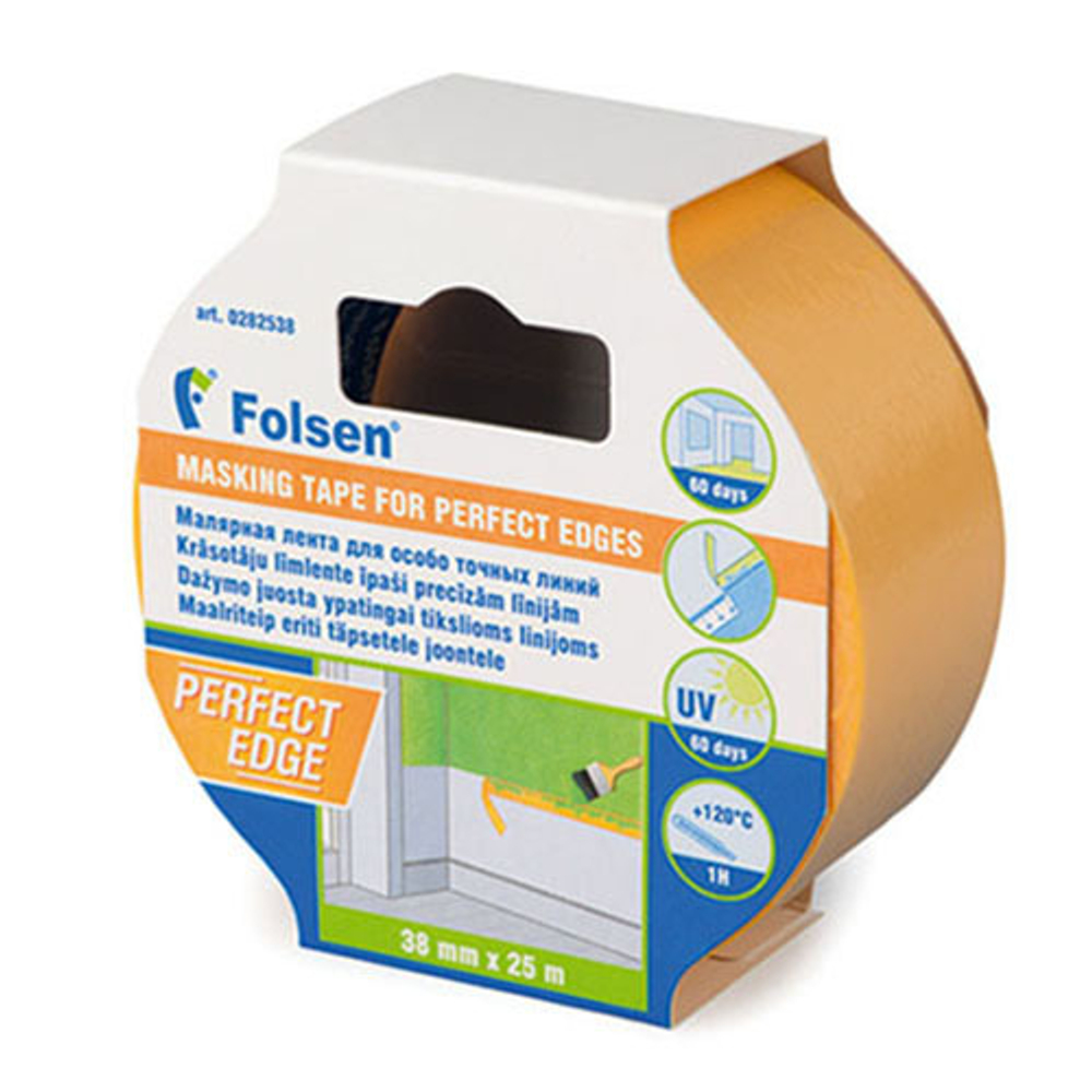 Малярная лента для чётких линий окраски Folsen® 028, жёлтая