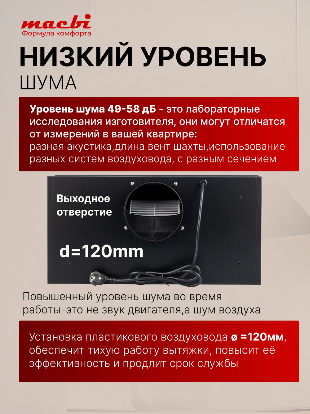 Вытяжка встраиваемая MACBI M-Box-G 60R BLACK черное стекло 850 м3/ч +ПДУ