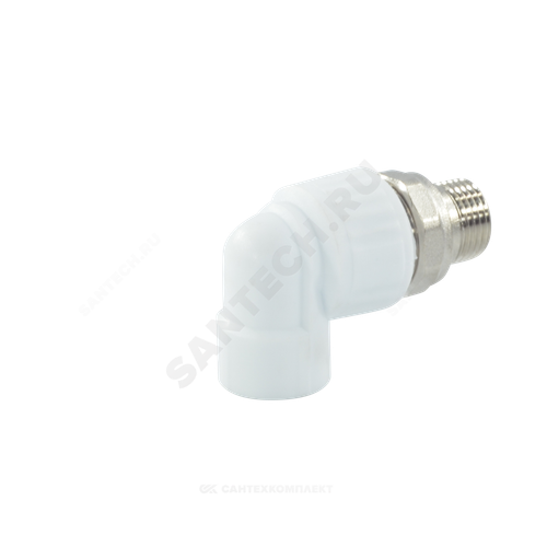 Угольник PP-R комбинированный разъемный белый Дн 25х3/4" НР для радиатора VALFEX 10238034