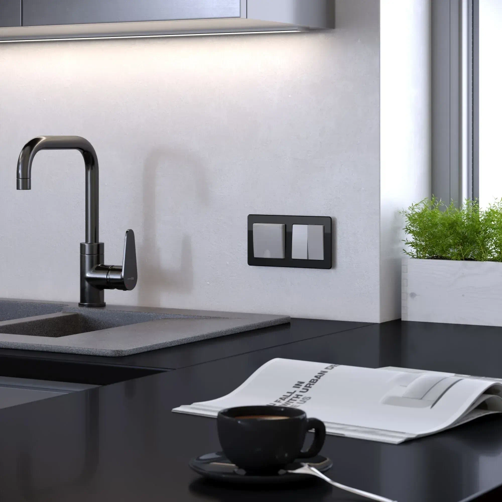 Рамка на 2 поста Acrylic (черный) W0022708