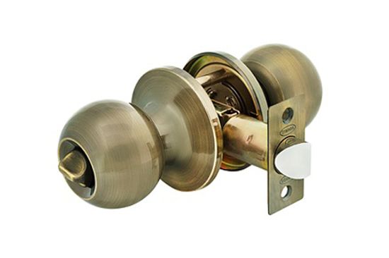 Дверная ручка для межкомнатной двери кноб ИТАРОС с сантехнической защелкой старая бронза AB