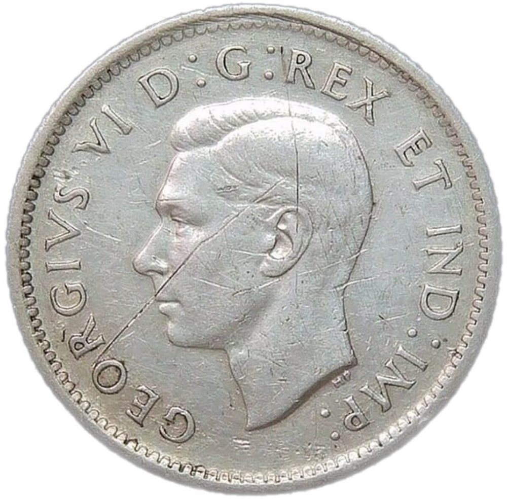 Канада 10 центов (cents) 1942 серебро (VF)