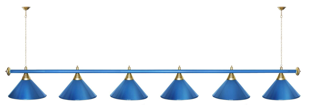 Лампа STARTBILLIARDS 6 пл. (плафоны зеленые,штанга зеленая,фурнитура золото)