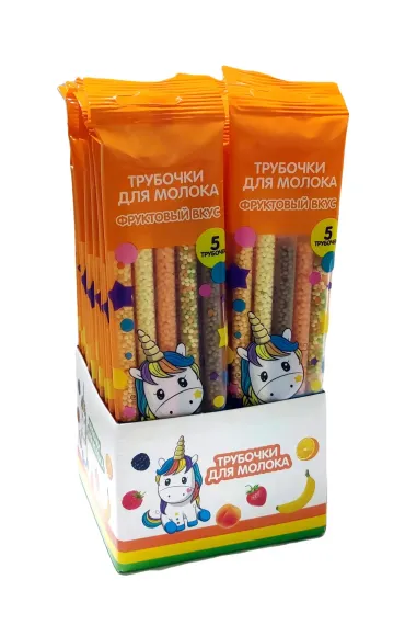 Трубочки для молока Sweet Food Единорожки фруктовый микс