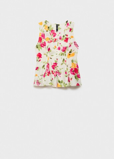 Приталенная цветочная блузка на пуговицах