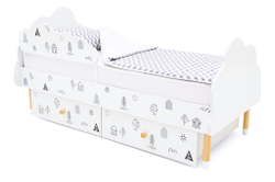 Детская кровать Бельмарко Stumpa Облако Домики ч/б