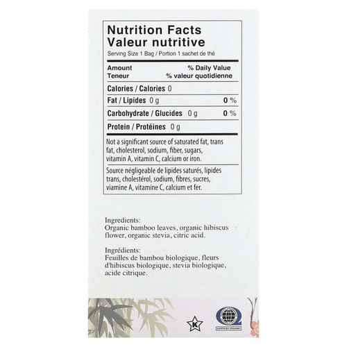 Uncle Lee's Tea, Органический бамбуковый чай, гибискус, без кофеина, 18 чайных пакетиков, 28,8 г (1,02 унции)