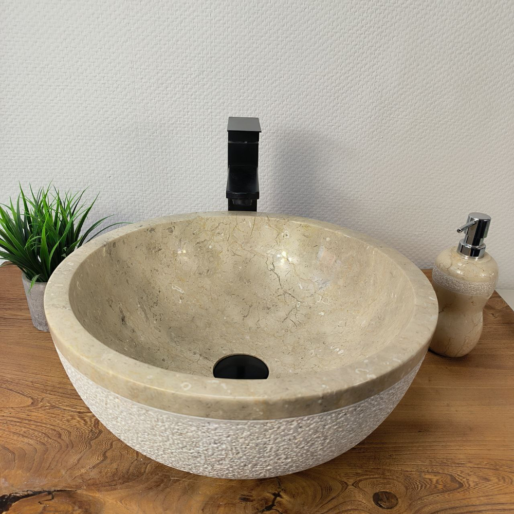 Раковина из мрамора Bowl Cream Dotted BM-66094 40х40х17 из натурального камня