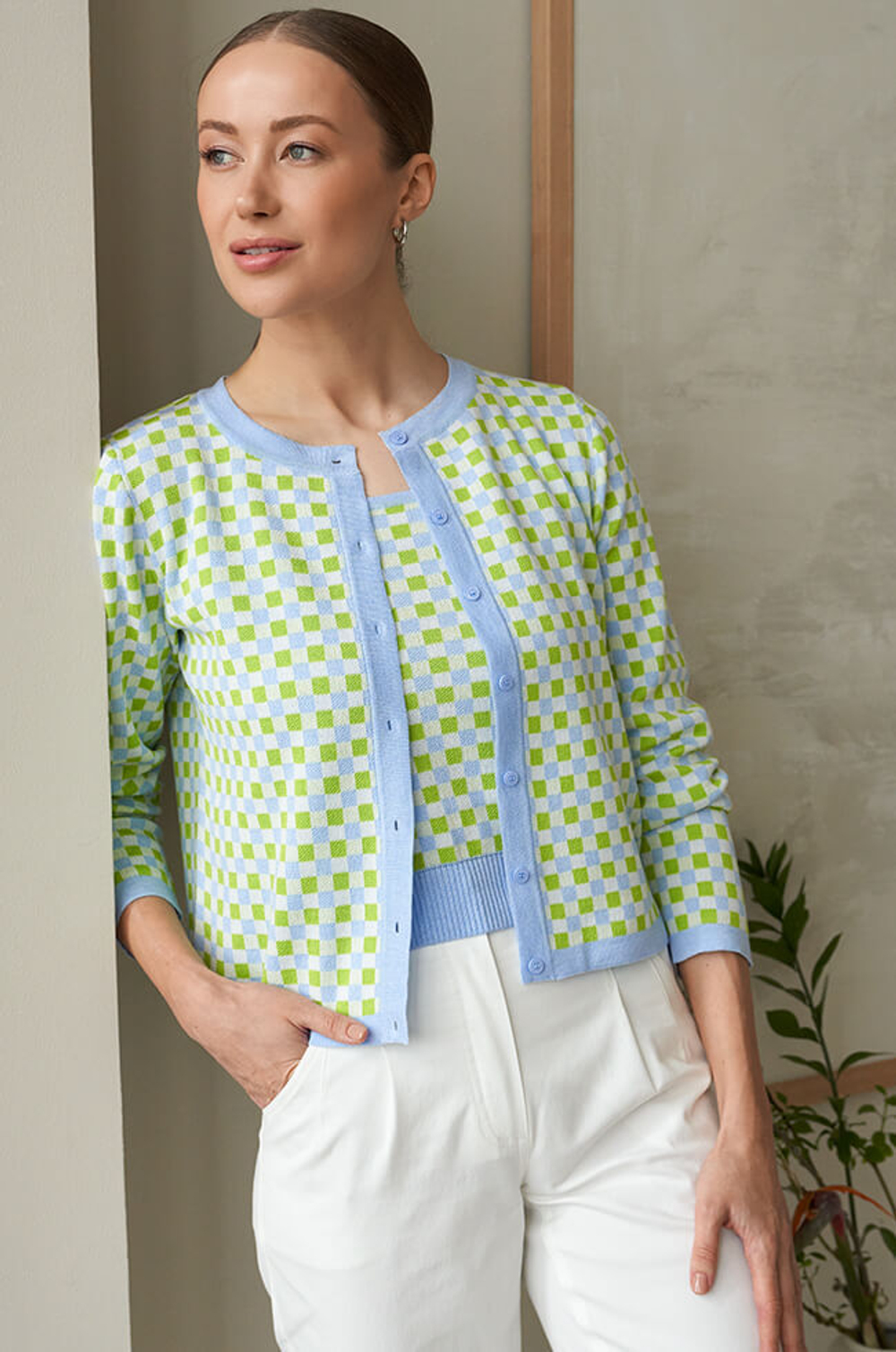 1831 Жакет женский (голубой мультиколор)