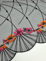 Вышивка на сетке черный/розовый/оранжевый К812 (23 см)