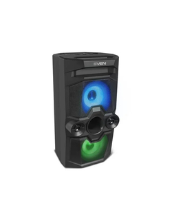 Портативная акустика 2.0 Sven PS-650 SV-018450 черная, 50Вт, FM-тюнер, USB, microSD, Bluetooth, LED-дисплей, 2х4000мА*ч