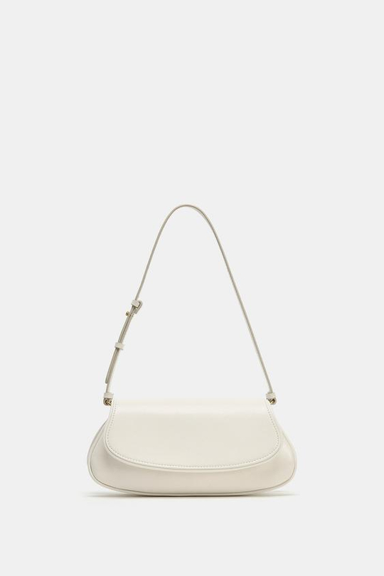 ZARA СУМКА ЧЕРЕЗ ПЛЕЧО С КЛАПАНОМ, ЭКРЮ