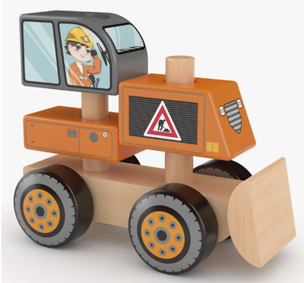 Детская деревянная игрушка Бульдозер, серия "Спецтехника" Jadore