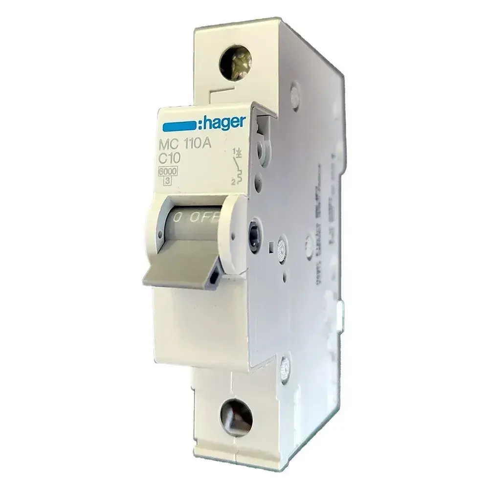 Автоматический выключатель, 10А, 1P, C, 6 kA, Hager, MC110A